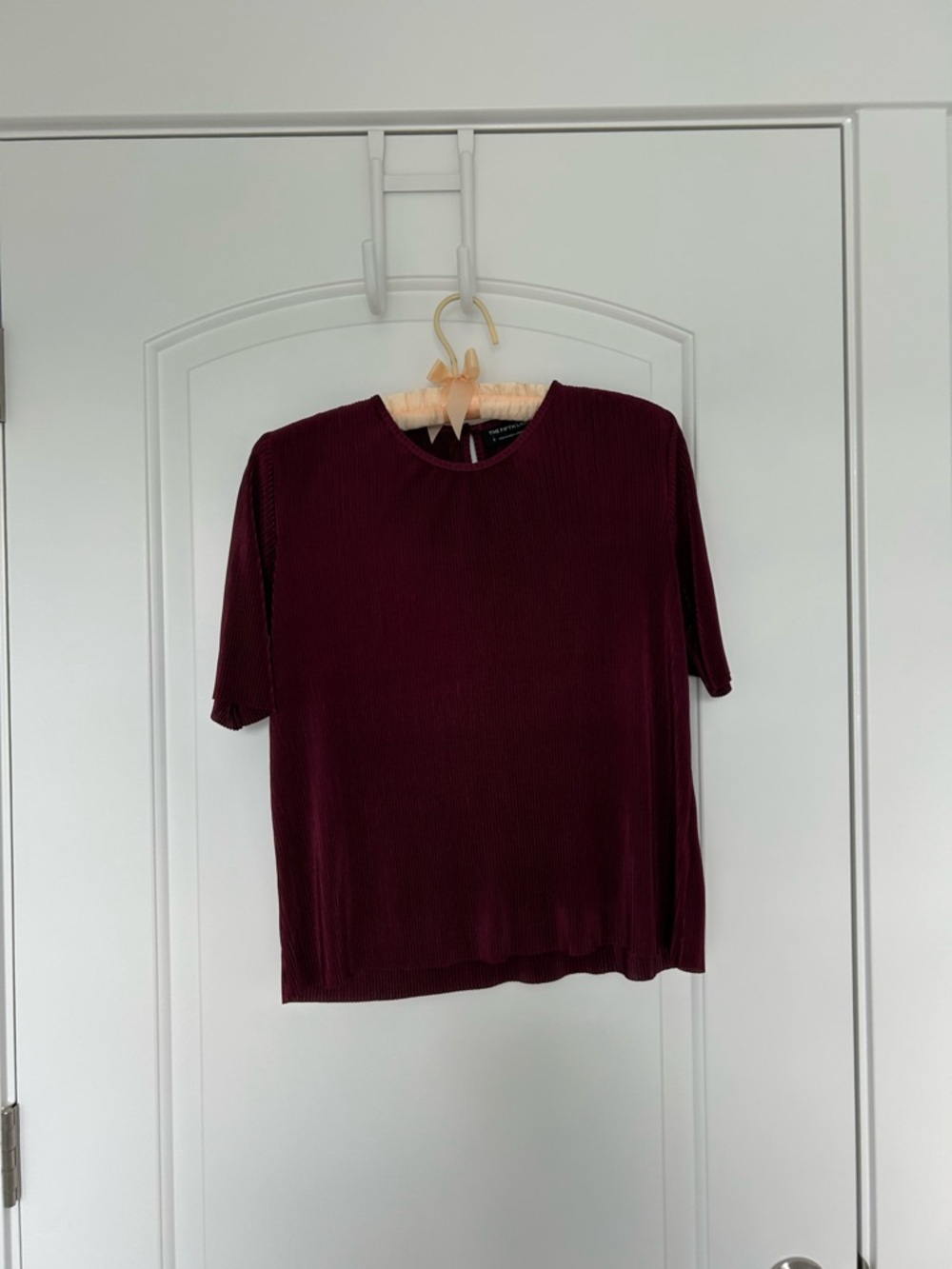 Women's Short-Sleeve Ribbed Top - Burgundy